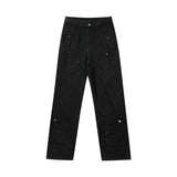 Men Jeans Vintage Distressed Straight-Leg Denim Pants Straight-Leg Denim Trousers
