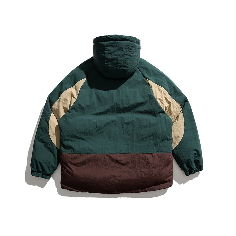 Unisex Winter Cotton Coat Winter Hooded Cotton-Padded Clothes Vintage Printed Loose and Warm Cotton-Padded Clothes