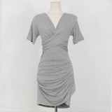 Women Dresses V-neck Ruffle Hip Dress