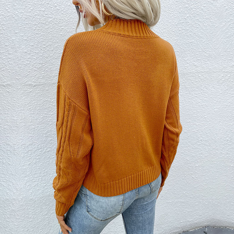 Women Knitted Sweater Autumn and Winter Leisure Top Solid Color Twist Long Sleeve Women's Sweater