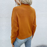 Women Knitted Sweater Autumn and Winter Leisure Top Solid Color Twist Long Sleeve Women's Sweater