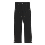 Men Jeans Casual Pants Zipper Cargo Pants Straight Bootleg Pants