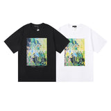 Purple Brand T Shirts Summer Oil Painting Printing Men's and Women's Loose-Fitting Casual round-Neck Short-Sleeved T-shirt