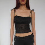Women Tops Summer Sexy Slim Fit Spaghetti Straps Knitted Top (Csm202404)