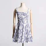 Women Dresses Summer Strap Lace Embroidery Hollow Dress (Qymy0409)