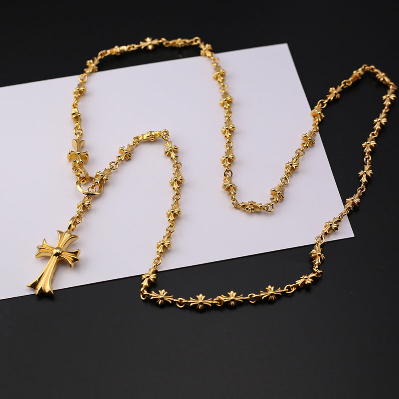 Chrome Hearts Necklace Gold Retractable Cross Premium Cold Wind Versatile for Men and Women