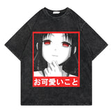 Washed retro T-shirt street print graphic casual cotton summer short sleeves