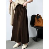 Women Skirt Drawstring Knitted A- line Skirt Wool Skirt