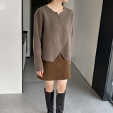 Women Cardigan Sweater Double Breasted Vintage Autumn Cardigan Long Sleeve Sweater Coat Q730