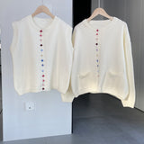 Women Cardigan Sweater Spring Cardigan Long Sleeve Loose Button Sweater Vest A680