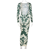 Women Dresses Fall Slim Fit Backless Long Sleeves Dress