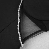Women Evening Dress Crystal Drill Chain Straps Tulle Backless Evening Gown
