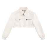 Women Jacket Zipper Decorations Short Work Clothes Jacket Lapel Cardigan Coat