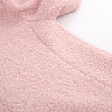 Women Trench Coat Woolen Thick Pink Lapel Coat Coat