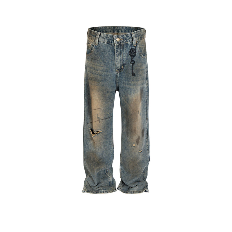 MIJKO Mens Vintage Pants Multi-Pocket Buckle Casual Pants