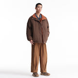 Unisex Winter Cotton Coat Plaid Stand-up Collar Thermal down Jacket Retro Two-Sided Wear down Jacket Men