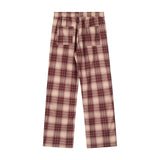 Men Sweatpants Plaid Exercise Casual Pants Men's Loose Breasted Stitching Straight-Leg Pants