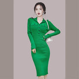 Women Maxi Dress Autumn and Winter Turtleneck Long Sleeve Narrow Knitted Dress