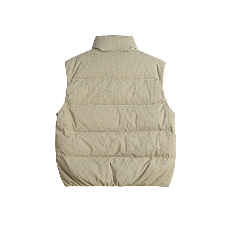 Unisex Winter Cotton Coat Stand Collar down Vest Retro Warm Sleeveless Top