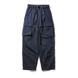 Men Sweatpants Mechanical Style Multi-Pocket Cargo Pants Loose Casual Solid Color Wide-Leg Pants