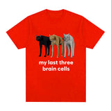 Funny My Last Three Brain Cells Cats Meme T Shirt Men's