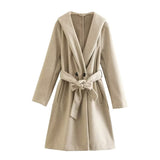 Women Woolen Coat Autumn Loose Hooded Woolen Coat Coat