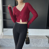 Women Cardigan Sweater Long Sleeve Knitted Sweater Cardigan Slim V-neck Sexy Sweater Coat 8t8232