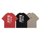 Men T Shirt Vintage Graffiti Distressed Short Sleeve T-shirt
