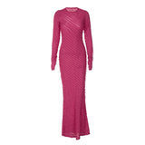 Women Dresses Fall Slim Fit round-Neck Long-Sleeved Dress