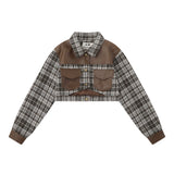 Women Jacket Autumn Plaid Long Sleeve Coat