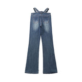Men Jeans Flared Jeans Love Embroidered Slim Fit Trousers