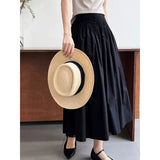 Women Skirt Pleated A- line Skirt Mid-Length Umbrella Skirt