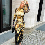 Women Dresse Spring High Collar Mid-Length Dress