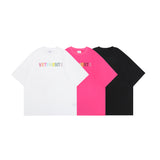 Vetements T Shirts VTM Rainbow Letter Rhinestone Loose Short Sleeve T-shirt