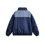 Unisex Jacket Winter Houndstooth Casual Patchwork Cotton-Padded Coat