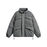 Unisex Coat Winter Detachable Cap Zipped Cotton-Padded Jacket