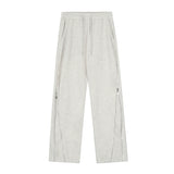 Men Sweatpants Zipper Stitching Wide-Leg Straight Trousers Loose Sports and Leisure Floor Pants Solid Color