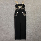 Women Evening Dress Bandage Dress Evening Dress Chain Vintage Gown