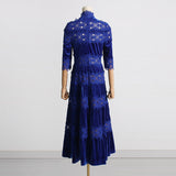 Women Dresses Spring Vintage Embroidered Turtleneck Long Dress (Qymy0409)