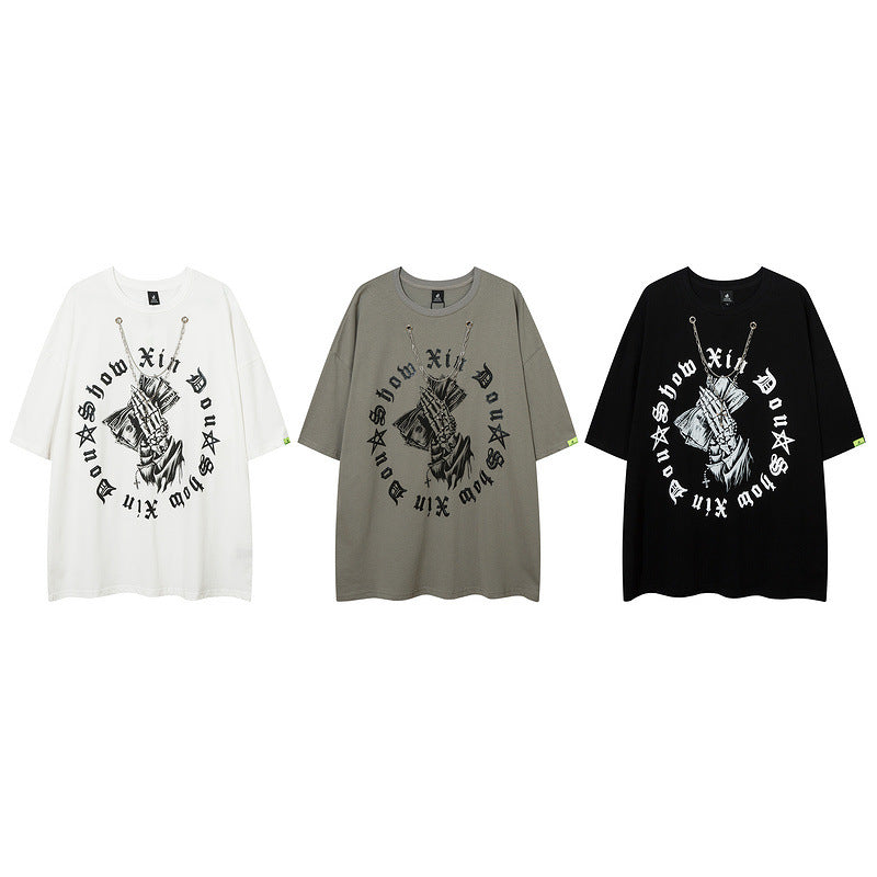 Men T Shirt Vintage Printed Oversize Short Sleeve T-shirt
