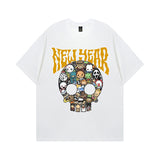 Men T Shirt Portrait Printing Worn Looking Washed-out Short Sleeve T-shirt