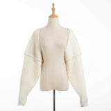 Women Sweater Knitwear Knitted Shawl Ultra Short Long Sleeve Knitting Needle Sweater