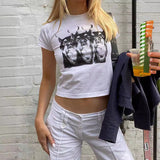 Women T-shirt Vintage Printed Slim T-shirt Women's Summer Slim Fit