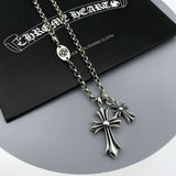 Chrome Hearts Necklace Vintage Double Cross Pendant for Men and Women
