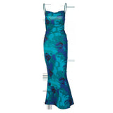 Women Dresses Spring Sexy Backless Printing Slip Dress