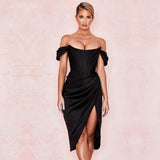 Harlem Night Attire Dress Slim Tube Top Slit Skirt Dress