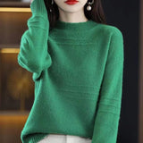 Women Knitwear Autumn Winter Retro round Neck Sweater Loose Sweater
