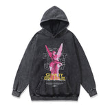 Men Hoodie Vintage Oil Painting Print Distressed Hooded Sweater