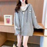Women Knitwear Fall Winter Hooded Zipper Sweater Coat Knitted Cardigan