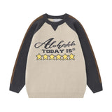 Unisex Sweater Autumn Jacquard Color Matching Letters Sweater